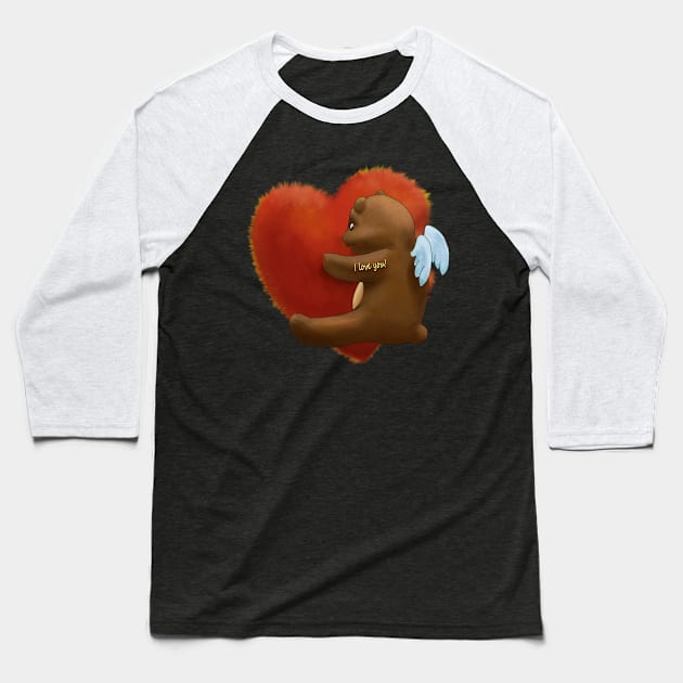 Teddy bear hug heart Baseball T-Shirt by Zimart